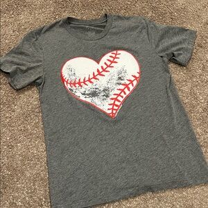 Gray Heart Baseball Kids T-Shirt